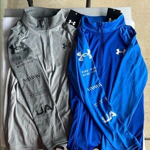 Kids Under Armour Dual Pack: Gray and Blue Quarter-Zip Tops